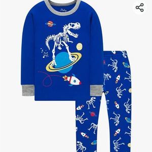 SHELVY COTTON LONG SLEEVES  BLUE OR BLACK  DINOUSUR BOYS PAJAMA